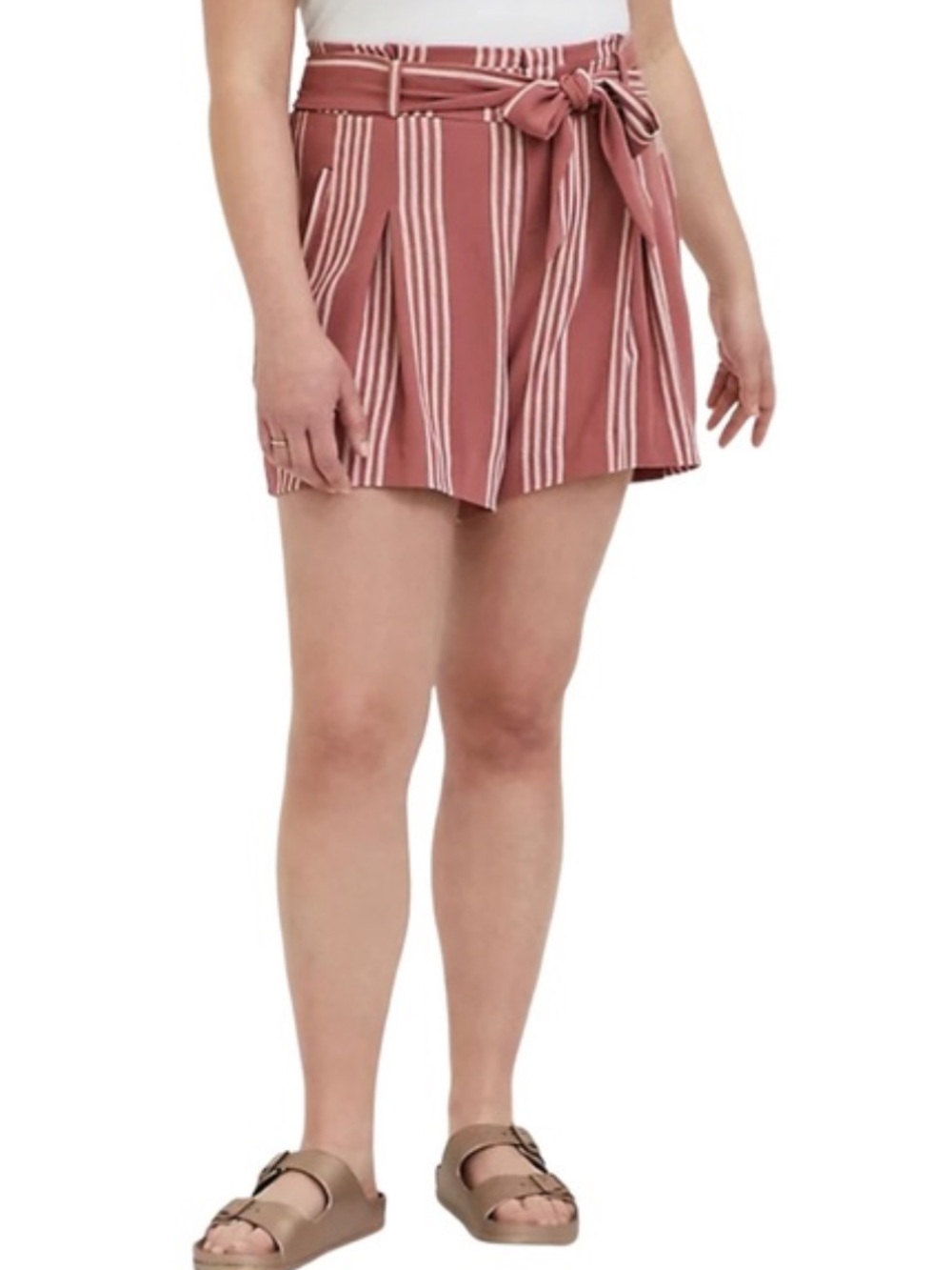 NWT Torrid Rose Stripe Tie Front High Rise Shorts Size 12